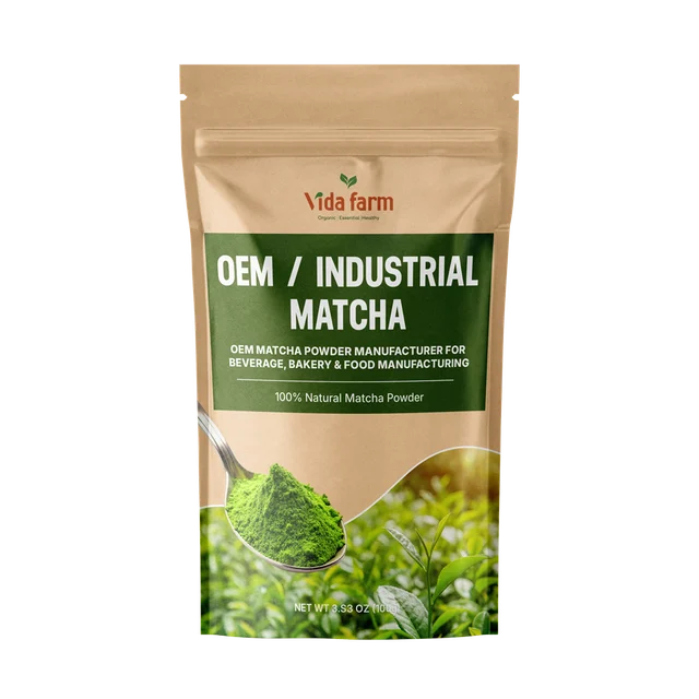 Industrial matcha packaging in bulk bags showing nitrogen-flushed opaque barrier packaging used for cold chain storage and oxidation prevention